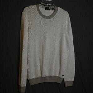 BOSS Hugo Boss Men's M Knitted Two-Tone Crewneck Sweater Regular Fit Cotton